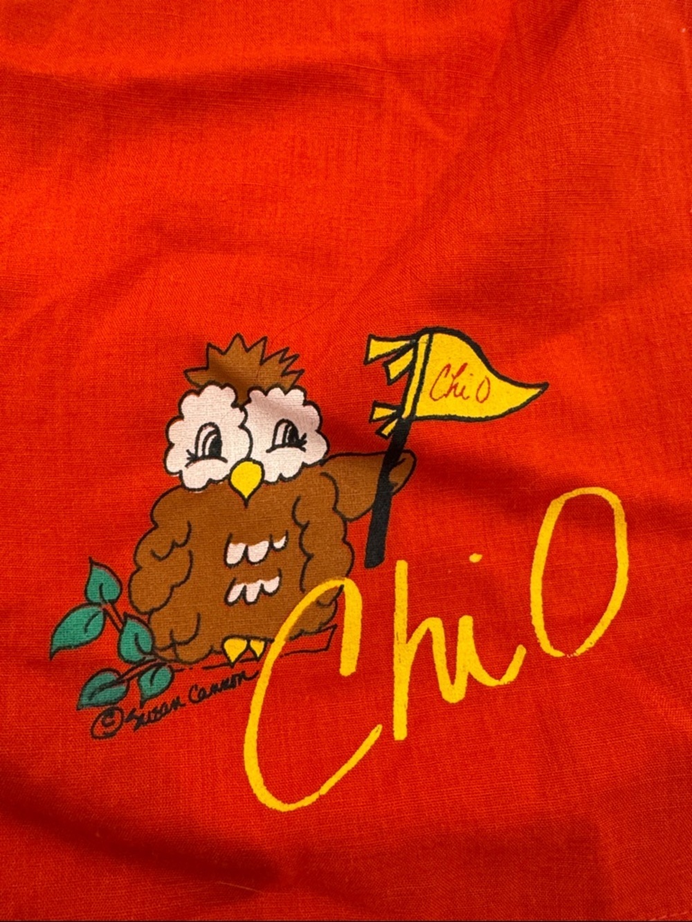 Vintage 80s Chi Omega Red Cotton Shorts, Size M/L - Picture 2 of 4